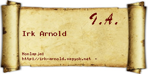 Irk Arnold névjegykártya